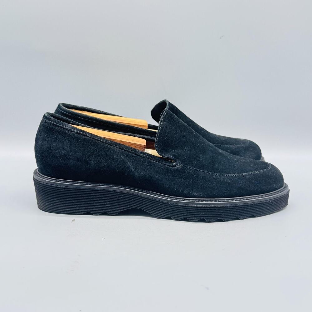 Aquatalia Black Suede Platform Slip-On Loafers